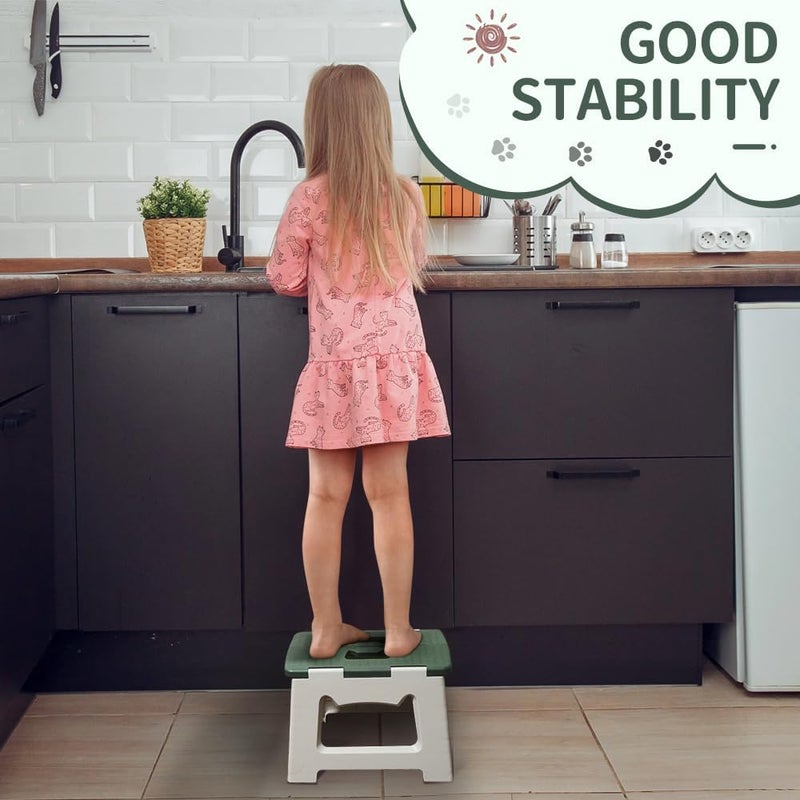 CasaZenith Step Stool Foldable, 9'' Folding Step Stool for Kids & Adults, Hold Up to 300lb, Lightweight Small Collapsible Step Stools with Handle, Stepping Stools Suitable for Kitchen Bathroom (Green) - Image 5